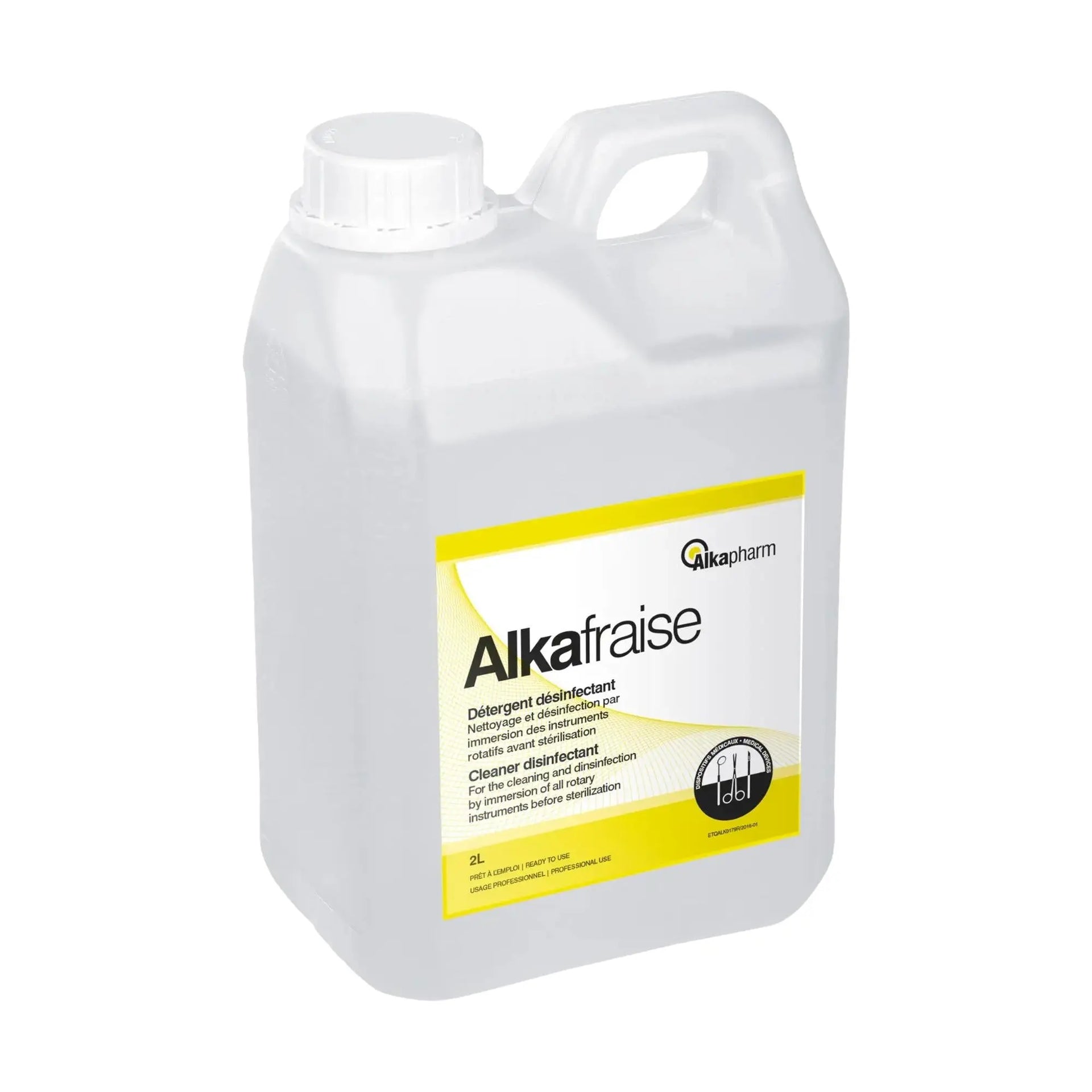 Alkafraise - Détergent désinfectant des fraises et de l'instrumentation rotative - Bidon de 2L - Alkapharm